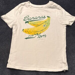 Old Navy White Tee with Yellow Banana Graphic and Green Script